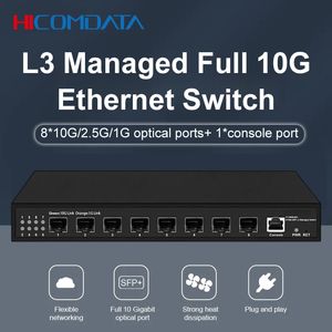 HICOMDATA 8 PORTS 10G SFP+ Ethernet Switch Desktop Unmanaged Console Network Switch och L3 Hanterade 8 *1G/2.5G/10G SFP -portomkopplare