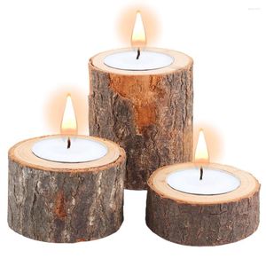 Candle Holders 3pcs/Set Wooden Stand Tea Light For Rustic Wedding Party Birthday Holiday