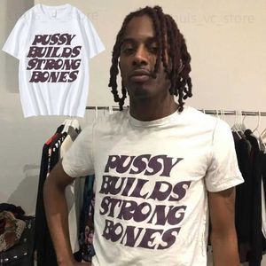 Męskie koszulki cipka buduje mocne kości raper Playboi Carti T Shirt Vintage Hip-Hop Owp-Shop Bawełniane koszulki z krótkim rękawem T2312221