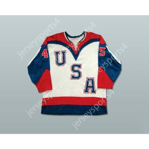 Ciediere personalizzato White Donald Trump 45 USA Hockey Jersey Nuovo top cucito S-M-L-XL-XXL-3XL-4XL-5XL-6XL