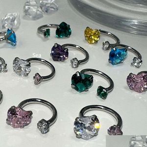 Stud Sweet Cool Spicy Girl Titanium Steel Horseshoe Ring Heart Zircon Earbone Nail Fading and Non Ableoveroble Drop Delivery Jewel Earr Dhuwl