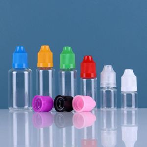 Flacone contagocce in PET liquido E con tappi colorati a prova di bambino Punte lunghe e sottili Bottiglie con ago in plastica trasparente 5 ml 10 ml 15 ml 20 ml 30 ml 50 ml Vhbml