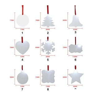 Decorações de Natal Sublimação Ornamento em Branco Dupla Face Xmas Árvore Pingente MTI Forma Placa de Alumínio Metal Pendurado Tag Feriados Dhe78