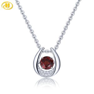 Necklaces Natural Red Garnet Sterling Sier Pendants S Jewelry 0.6 Carats Genuine Gemstone Round 5mm Classic Simple Design Women Gifts