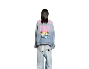 BA1EN CIAGA DENIM JACKA COATS DESIGNER Kvinnor Iron Tower Palm Tree Luxury Brands Womens Ytterkläder Jackor Oversize Denim Clothing Valentine's Day Gift