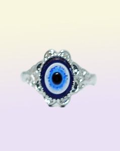 whole 50pcs blue Devil039s eye alloy rings mix charm punk goth gift Turkish eye women men jewelry3880784