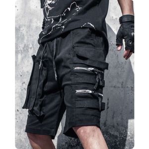 Summer High Straight Canister Tactical Pants Zipper Fried Street Punk Shorts Male Flow More Pockets