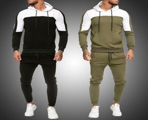 Mens Treino Jogging Suit Side Stripe Hoodies Set Homem Fleece Hoodies e calças Masculino Work Out Roupas Jogger Set Gym Clothing2972517