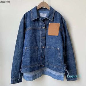 2023-Denim Jackets 코트 여성 디자이너 가죽 배지 진 재킷 스프링 패션 스트리트 스타일 겉옷 외부웨어