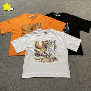 T-shirt con stampa colorata streetwear 24SS Tee Uomo Donna 1 T-shirt in cotone di qualità arancione bianco nero