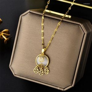 Pendant Necklaces Luxury Court Style Tassels Copper Stainless Steel For Women Vintage Female Neck Chain Jewelry Wholesale