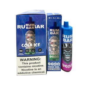 E Sigara Orijinal Rum Bar 9000 Puflar 650mAh 18ml Önceden doldurulmuş cihaz Tek kullanımlık Vape Yetkili Vapes Tek Kullanımlık Puffo Razz Bar