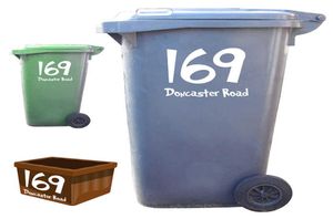 3 pezzi Wheelie bin Numeri Case Numero Custom E e Street Nome Decal Decal Cest Can Bin Garbage Wheelie Bes Bin Sticker 210611301591