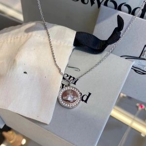 Lady Designer Anhänger Halsketten Saturn Münz Halskette Strass Nackenkette für Frauen