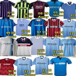 man Soccer Jerseys 1989 1998 1999 15 16 2011 2012 Man City Retro Gallagher Haaland Man 11 12 13 14 classic DZEKO KUN AGUERO BALOTELLI NASRI SILVA Football Shirt 1982