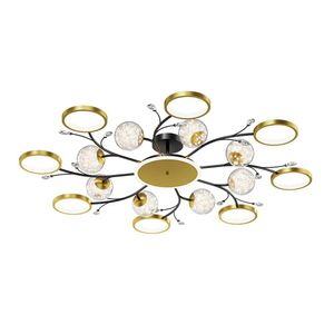 Parlor LED Ceiling Lamp Modern Glass Ball Star Living Room Bedroom Suspension Light Luminaire Gold Crystal Chandelier Home Decor