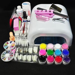 Kits nagelkonst kits grossistlampa 12 färg uv gel pro 36w verktyg set