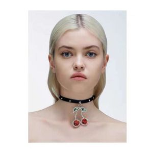 Star Moon AR New Cherry Crystal Rivet Belt Collar, Exaggerating Simple and Elegant Style, Punk Necklace