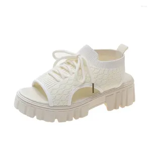 Comfort Fashion 61437 Sandały Summer Design Kobiety przednie koronkowe sandalii okrągłe palce palecowe zapatos żeńskie buty na plaży na świeżym powietrzu 8145