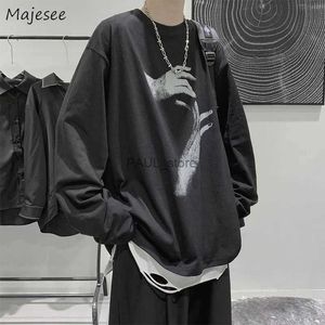 T-shirt da uomo T-shirt da uomo stile coreano trendy baggy moda o-collo design autunnale manica lunga stampa casual harajuku quotidiano streetwear vestitiL2312.21