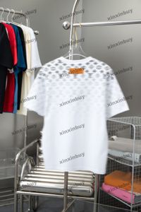 xinxinbuy 2024 Men designer tee t shirt gradient bokstavstryck kort ärmmullskvinnor svart grön grå xs-2xl