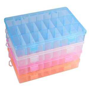 Adjustable 24 Compartment Plastic Storage Box Jewelry Earring Case1933