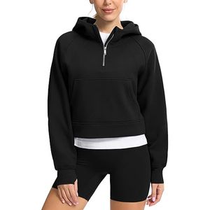 Mode hoodies tröjor set casual ladys jumpers hoodie höst vinter yoga kostym dykare hoodie halv zip kvinnors sporttröja lösa plyschrock tröja