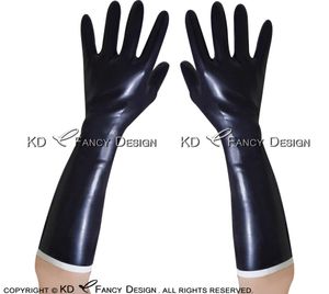 Black With White Trims At The Bottoms Sexy Latex Gloves Costume Accessories Rubber Mittens Plus Size XL 00332275842