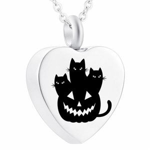 Stainless Steel Heart Pendant Pumpkin Head Demon Halloween Cremation Ashes Memorial Neckalce Keepsake With Fill Kit341o