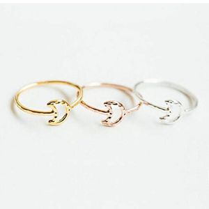 Whole Hollow Moon Rings Hammered Line Crescent Moon Knuckle Ring Size For Women Girls Fashion Rings R0662772287