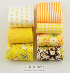 Booksew 100%cotton fabric F036# 7pcs/lot gold yellow set jelly roll strips quilting patchwork cm x100cm for DIY handmade crafts2594638