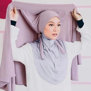Schals, einfarbig, Chiffon, Hijab-Schal mit Verband, rutschfest, für muslimische Frauen, atmungsaktiv, Islam, langes Stirnband, nadellos, sofort