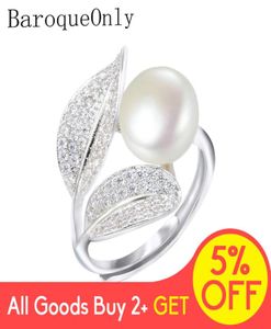 Baroqueonly Romantic and Shiny Leaf Ring 910mm White Pink Blue Purple Frespewater Pearl Ring Mother039s Day Gift for Woman2448070