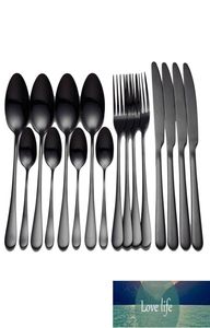 Talheres de aço inoxidável preto Conjunto de falhas Facções de Kitching Dinnes Dinner Dinnerware Gold Dinnerware 16 PCS4499069