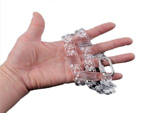 Punk şeffaf akrilik zincir kilit kolye erkekler için kadın reçine net başak yaka kolye moda takı zincirleri3123123