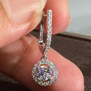 Brincos traseiros 10k ouro branco feminino clipe de argola u moissanite diamantes 1 2 4 6 quilates redondo festa de casamento presente de aniversário de noivado