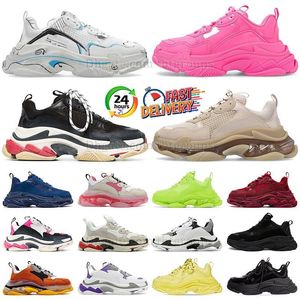 2024 triple s sneaker luxury designer casual shoes men women clear sole full black white blue red pink green yellow bred mens platform trainer top quality chaussures