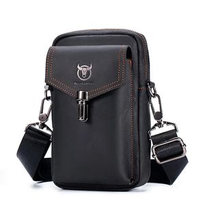2023 100 Crazy Horse Leather Male Waist Pack Phone Pouch Bags Bag Men's Small Chest Shoulder Belt Back YB076 231220