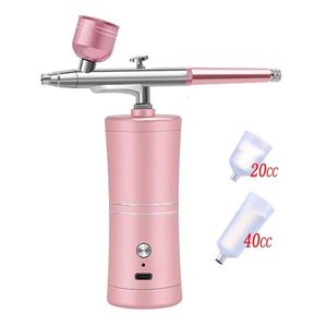 Levererar Airbrush Tattoo levererar syre Airbrush Mini Air Compressor Kit Air Brush Paint Spray Gun For Nail Art Tattoo Craft Cake Nano Fog