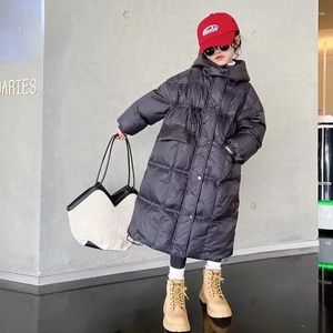 Casaco para baixo meninas inverno estilo longo jaqueta parkas 12 a 14 anos pesado para crianças com capuz engrossar quente adolescente outerwear bebê