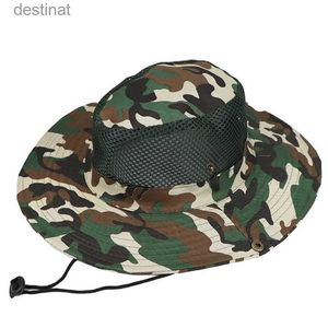 Wide Brim Hats Bucket Hats Men Women Camouflage Wide Brim Breathable Mesh Travel Sunscreen Outdoor Sport Fishing Cap Summer Foldable Sun Fisherman Hat W63L231221