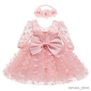 Flickas klänningar 3 6 12 18 24 36 månader nyfödd klänning blommor mesh mode party liten prinsessa baby klänning jul födelsedag present barn kläder