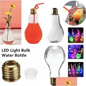 Outros Drinkware 300ml / 400ml / 500ml LED Light Bb Cup Garrafa de Água Breve Bonito Suco de Leite Luzes Bbs Leak-Proof Gold Plastic Party Presente Dr Dho39