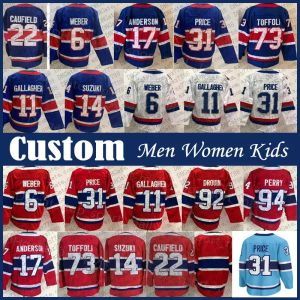 PERSONALIZZATO 14 Nick Suzuki Cole Caufield Montreal Hockey Jersey Personalizzato Uomo Donna Bambini Canadiens Brendan Gallagher Carey Price Kirby Dach Jonathan