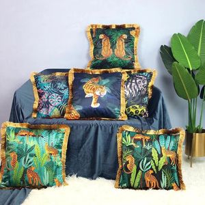 Cuscino/Cuscino decorativo Retro Summer Jungle Tiger Animal Fodera per cuscino Fodera per cuscino Marocco Stampa leopardata Divano Sedia per auto Decorazione per la casa