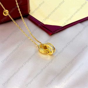 Nre5 Pendant Necklaces Designer Jewelry Luxury Brand Double Circle Chain 18k Gold Plated Crysatl Rhinestone Sw