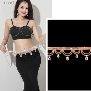 Cinture a catena della cintura Fashion Women Chain Belly Dancing Belt Believe Dance abbigliamento da danza costume Rhinestone per la pancia performance231221