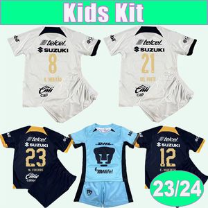 23 24 Club Unam Cougar Kids Kit Soccer Jerseys J. I. Dinenno C.Huerta Del Prete N.Freire H.Meritao E.Salvio Home Away 3rd Children's Suit Football Shirts