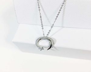 Moon Star 925 Sterling Sier Meteor Garden Slip Falling Microinlaid Chain chaingerment sterment necklace sne2957318127