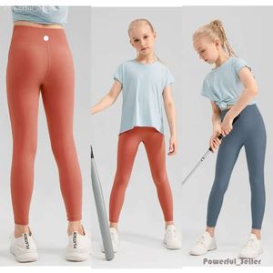 Flickor yogalegings barn tunna tights svettbyxor mjuk elastiska sport täta byxor barn som dansar mager byxor lulumelon 4044